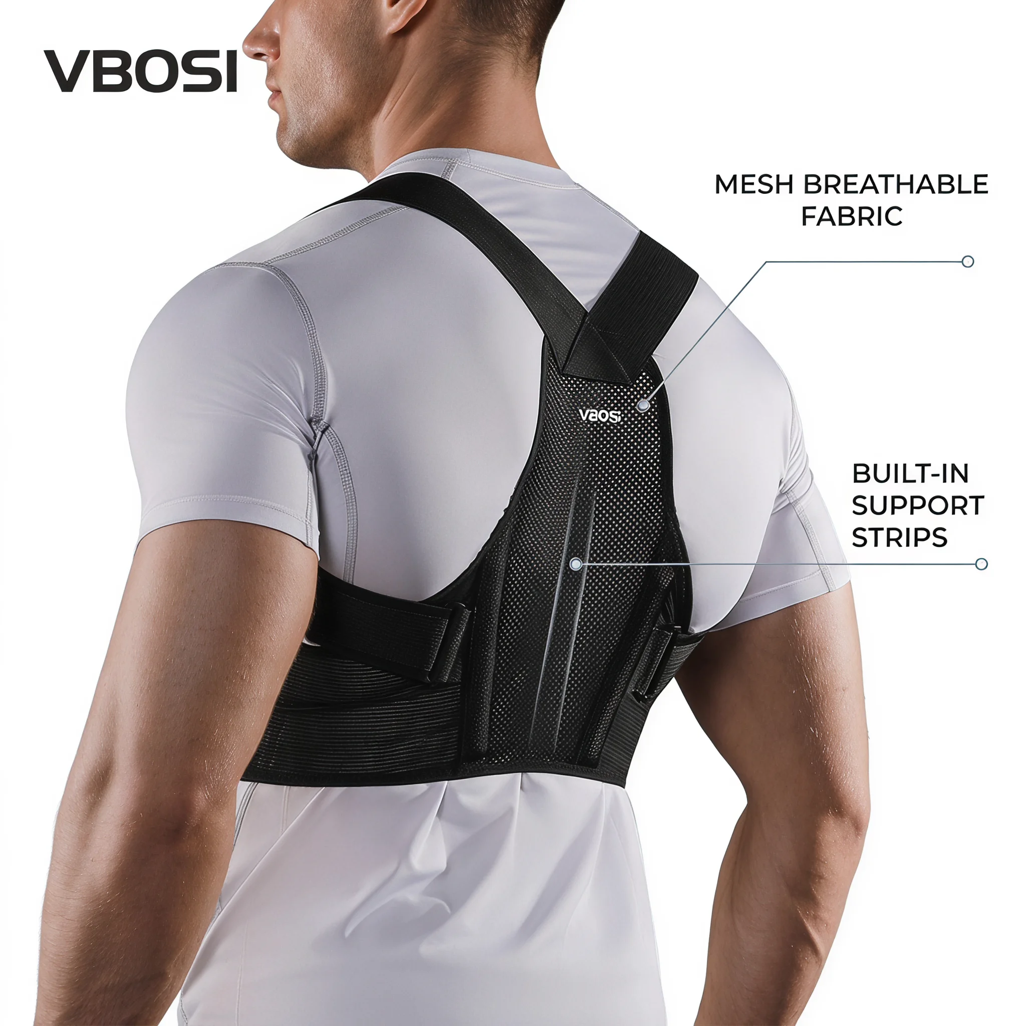 Posture Corrector Back - VBOSI Adjustable Posture Corrector Breathable Mesh